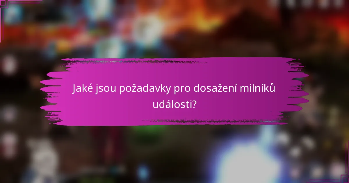 Jaké jsou požadavky pro dosažení milníků události?